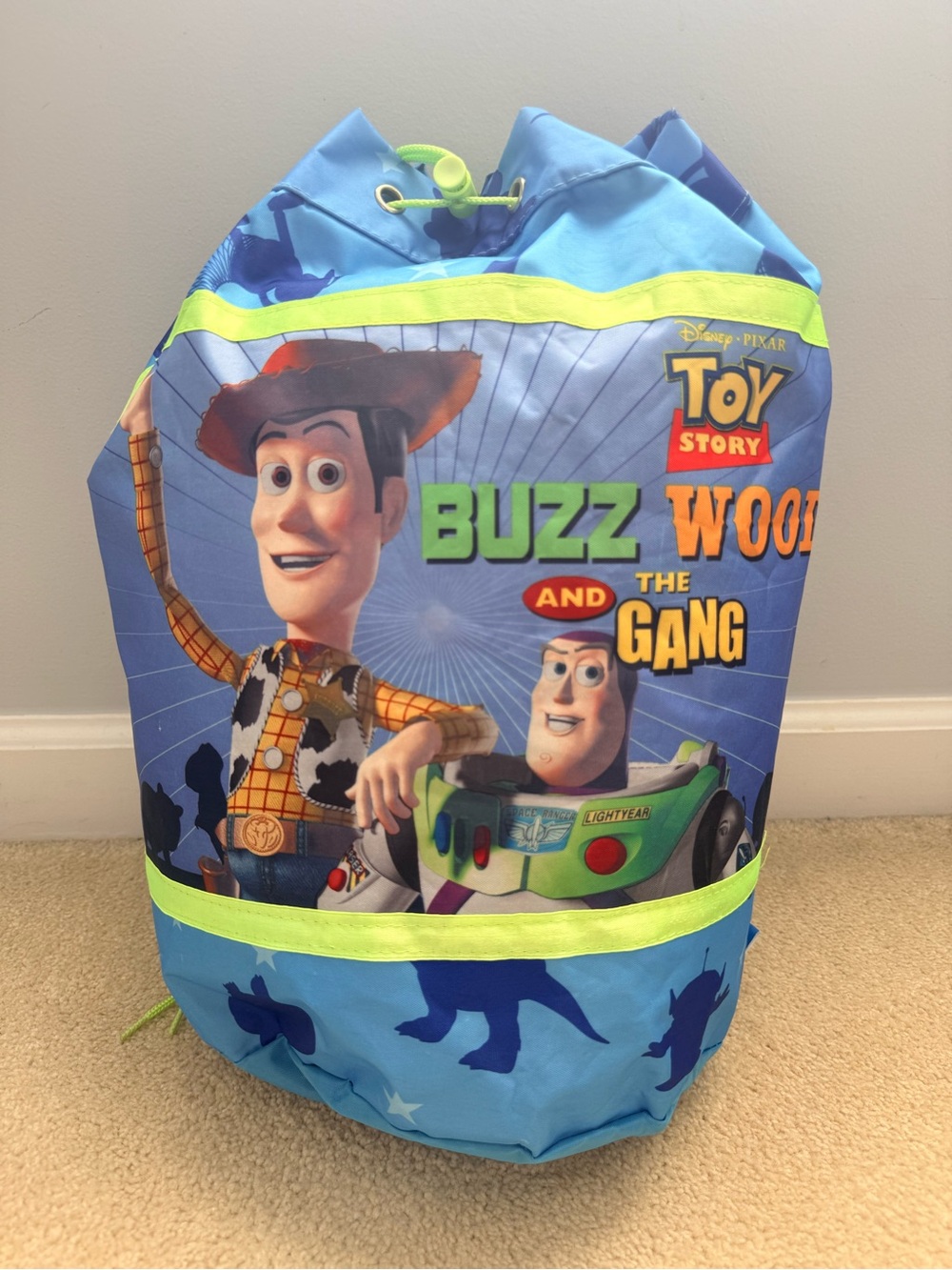 Disney Toy Story Buzz & Woody Drawstring Toy Sack - Blue & Green